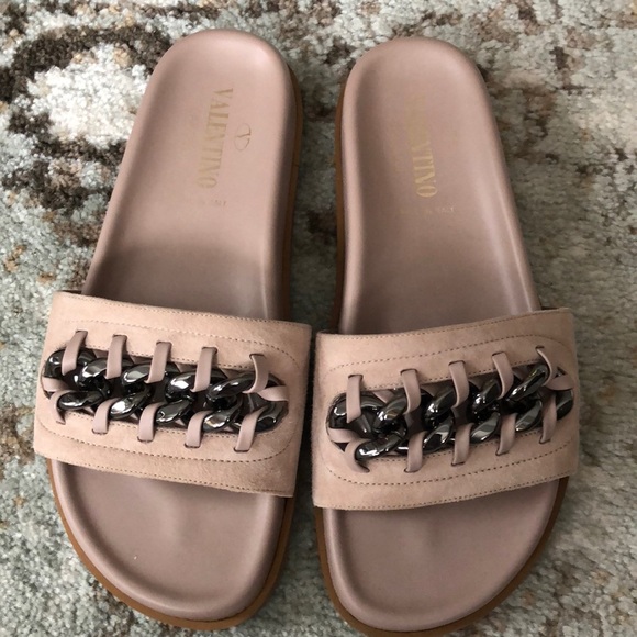 Valentino Shoes | Valentino Leather Flats Slides Size 36 | Poshmark